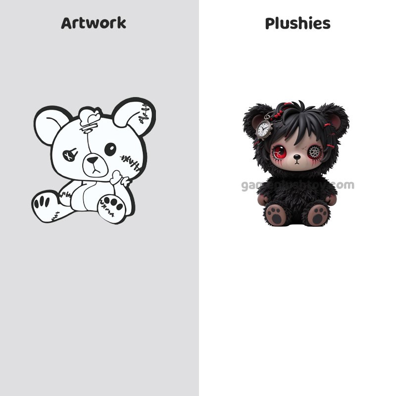 Ours en peluche personnalisé en vinyle avec logo de marque OEM, figurine en peluche provenant d'usine