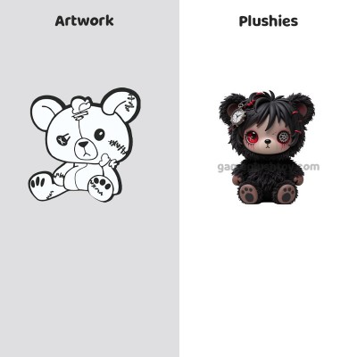 Oso de peluche de vinilo personalizado con logotipo de marca OEM personalizado, figura de peluche de origen de fábrica