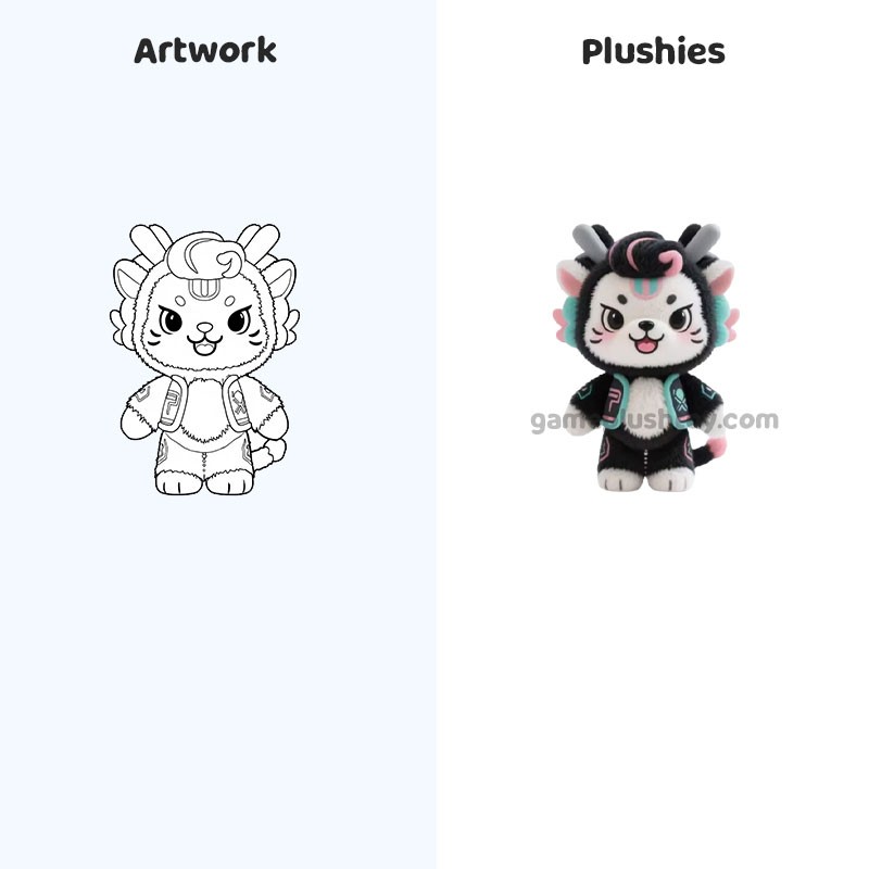 Peluche intelligente en vinyle, animal en peluche et mascotte de propriété intellectuelle d'entreprise