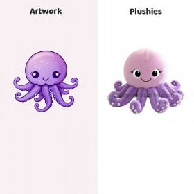 Peluche pieuvre personnalisée, adorable et réversible.