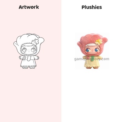 Poupée en peluche personnalisée ODM, douce et mignonne, fillette aux fleurs, visage en vinyle