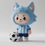 Muñeco de peluche deportivo personalizado de lobo azul para aficionados al fútbol.