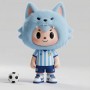 Muñeco de peluche deportivo personalizado de lobo azul para aficionados al fútbol.
