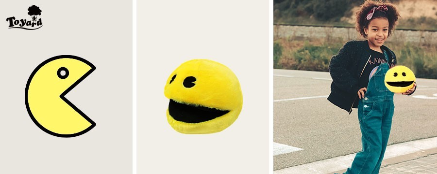 Gestalte ein Bild als Stofftier, wie zum Beispiel das niedliche Pac-Man-Plüschtier.
